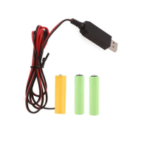 16FB 1 Set 4.5V AA Fake Battery USB Power Supply Cable Cord Long-lasting Power Solution Replacement for 3x AA LR6 Batteries