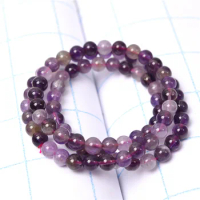Natural Red Purple Auralite 23 Cacoxenite 3 Laps Round Beads Bracelet 6mm Women Men Purple Auralite 23 Jewelry Bracelet AAAAA