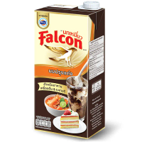 COD  สินค้าดี  นกเหยี่ยวนมข้นจืด 1000มล. Falcon Unsweeted Evaporated 1000ml. [หมายเลขบาร์โค้ด 885018