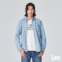 Lee 男款 經典前口袋長袖牛仔襯衫 中淺藍洗水｜Modern