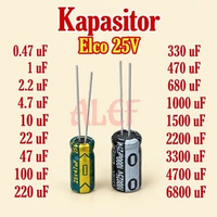 2-20Pcs kapasitor elco 25 volt 0.47 uF 1 uF 2.2 uF 4.7 uF 10 22 uF 47 100 220 330 470 680 1000 uF 15