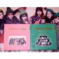 signed TWICE autographed first following Christmas album MERRY &amp; HAPPY CD+Photobook+signed posterr K-pop 122017