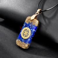 Orgonite Pendant Energy EMF Radiation Protection Lapis Lazuli Healing Reiki Natural Stone Chakra Necklace Amulet Resin Jewelry