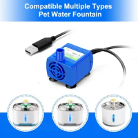 Cat Water Fountain Pump Super Silenced With LED Light Motor Blue Light Replacement Accessories Pump for Automatic Water Feeder