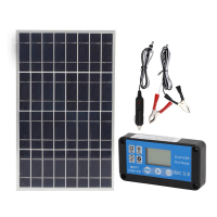 แผงพลังงานแสงอาทิตย์แบบมีกรอบ 12V/24V พร้อมตัวควบคุมการชาร์จ 60A และขั้วต่อแบตเตอรี่