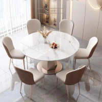 Extendable Marble Dining Table Center Round Conference Dressing Dining Table Kitchen Restaurant Home Furniture