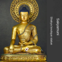 Shakya Boutique 1 M Large Buddha Statue Nepal Imported 24K Real Gold Gilding Sakyamuni Buddha Copper Statue Ornaments