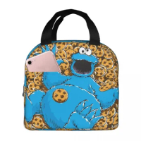 Cookie Monster Insulated Lunch Bags Waterproof Picnic Bags Thermal Cooler Lunch Box Lunch Tote for Woman Work Kids School
