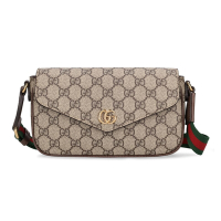 【GUCCI 古馳】764961 經典ophidia系列GG supreme帆布迷你翻蓋肩背/斜背包(棕色)