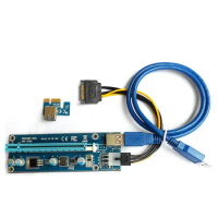 2PCS VER006C PCI-E Riser Card PCIE 1X to 16X Extender 60CM USB 3.0 Cable SATA to 6Pin Power Cord for GPU Mining