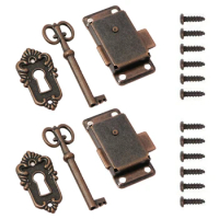 2pcs Antique Drawer Lock With Key Iron Door Lock Drawer Jewelry Wood Box Cabinet Wardrobe Cupboard Door Lock Furniture Hardware