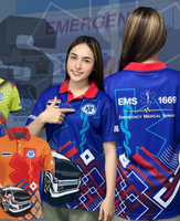EMS โลโก้บริการการแพทย์ฉุกเฉินในประเทศไทยพิมพ์เสื้อโปโลทุกเพศแฟชั่นลำลองชุดทำงานสวยเสื้อผ้ากลุ่มเสื้