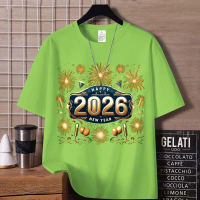 [G]Men's Top T-shirt Fashion MXC T-shirt (1450) 2026 Short Sleeved T-shirt with Happy New Year Patte