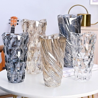【優選百貨】高檔花瓶美式輕奢琉光水晶玻璃花瓶客廳樣板間酒店插花裝飾器皿擺件工藝品