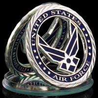 Silver Plated United States Air Force Core Values Commemorative Challenge Coin Art Craft Navy Hollow Out Commemorative Coin
