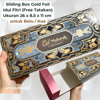 [10PCS] Sliding Box Gold Foil Idul Fitri Lebaran ukuran 16 x 8.5 x 11 cm untuk Kue Bolu Hampers Leba