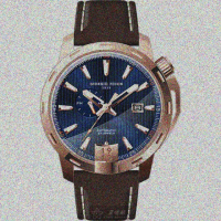 【GIORGIO FEDON 1919】GiorgioFedon1919手錶型號GF00106(寶藍色錶面玫瑰金錶殼咖啡色真皮皮革錶帶款)