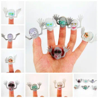 6 pcs Finger Puppets Story Time Kids Funny Toys Party Favors Toy Plastic Puppets skeleton ghost face Assorted For Children gift