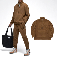 【NIKE 耐吉】長袖上衣 Jordan Essentials 男款 棕 黑 冬季 半拉鍊 立領 搖粒絨(FD7864-281)