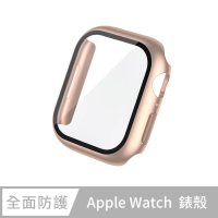 General Apple Watch 保護殼 SE2 / SE 簡約輕薄防撞防摔 鋼化玻璃二合一 手錶保護殼(玫瑰金)