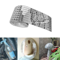 1 Roll Mosaic Mirror Tile Stickers 3D Mirror Decoration Patch Peel and Stick Wall Decal for Christmas ,Party Decoration