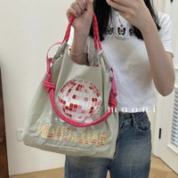 ball chain高圓圓同款上身日本反光球刺繡環保袋包購物袋刺繡尼龍