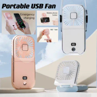 Mini Portable Outdoor Hand Fan Hanging Neck Fan USB Charging 3000mAh Battery Powered 180° Folding Wireless Table Air Cooling Fan