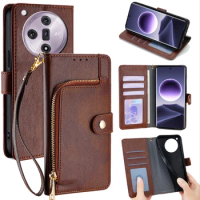 Business Metal buckle Flip Case For OPPO Find X7 X6 X5 X3 X2 Pro X5 X7 Ultra X3 Lite Neo Zipper Wallet Case Coque with Hand Rope