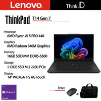 Lenovo ThinkPad T14 Gen 7 AMD Ryzen AI 5 PRO 440 16GB 512GB SSD 14"IPS Touch IR Win11Pro