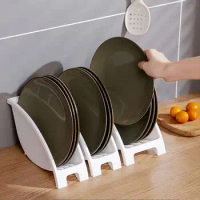 Plastic Kitchen Cabinet Organizer Plate Storage Rack Drying Rack Dish Shelf Storage Holder Drainer Trays Bowl Pot Lid Stand