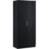 IMPORT 2 Door Wardrobe With Adjustable/Removable Shelves &amp; Hanging Rod Open Closets Organizer Clothes Black Freight Free Armoire