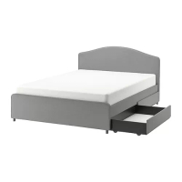 HAUGA 軟墊式床附2收納盒, vissle 灰色, 150x200 公分