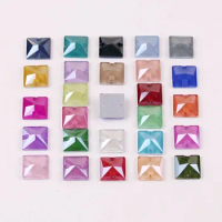 Jelly candy Square shape glass crystal flat back with two holes 6 sizes Sew on rhinestone dress shoes bag diy decorations