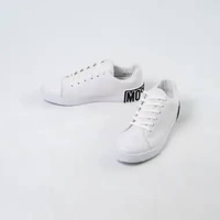 Sepatu MOSCHINO TEXT BACK BLACK BABY PINK LEATHER SNEAKER 100% ORIGINAL 42