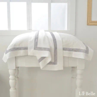 義大利La Belle《薩爾瓦-銀》 加大天絲蕾絲防蹣抗菌吸濕排汗兩用被床包組-白色