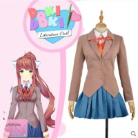 Sayori Yuri Natsuki Monika ชุดคอสเพลย์ผู้หญิง Doki Doki วรรณกรรม Cosplay School Uniform อะนิเมะฮาโลว