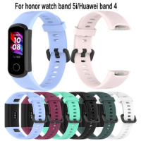 Silicone watchband For honor watch band 5i Smartwatch Sport Strap Wristband Replacement Bracelet For Huawei band 4 Adjustable