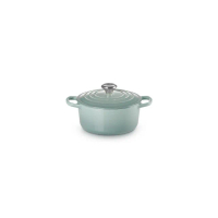 【Le Creuset】典藏琺瑯鑄鐵鍋圓鍋16cm(海洋之花-鋼頭-內鍋白)