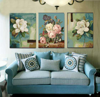 diy數字油畫油彩畫三聯三拼畫手繪填色客廳人物風景花卉裝飾畫
