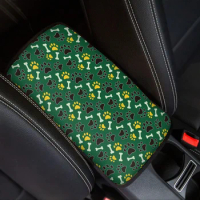 INSTANTARTS Green Dow Paw Print Car Protector Car Armrest Cover Easy Clean Classical Concise Comfort Vehicle Protective Mats