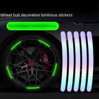 Electric Bicycle Night Driving Car Motorcycle Decals Wheel Hub Reflective Sticker Rainbow Fluorescence Luminous Stripe Tape