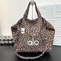 alo Vintage Leopard Print Canvas Bag New Versatile Large-Capacity Commuting Tote Bag   European and 