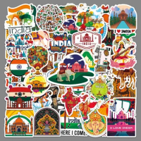 50PCS India Famous Tourist Landmarks Stickers Attractions Sign Decals Decor Phone Case Laptop Guitar Notebook Car Kids Toys