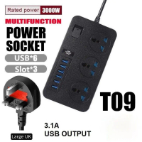 ONESAM T09-PD (2M) Rated Power 3000W 2PD+4USB 3 Socket 3.1A Power Socket Metal