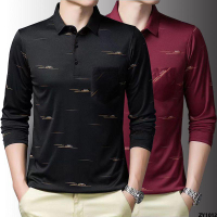 POLO Áo Sơ Mi Nam Trung Niên Cao Cấp Áo Thu Đông Dài Tay Cho Nam Trung Niên Cổ Bẻ Rộng Rãi T Áo Sơ M