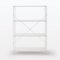 【MUJI 無印良品】SUS鋼製層架組/亮面淺灰/寬/中(大型家具配送)