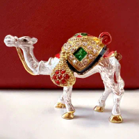 Desert Camel Figurine Trinket Boxes Vintage Metal Crystal Jewelry Storage Case Wedding Ring Holder Home Table Decors Mystery Box