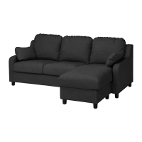 VINLIDEN 三人座沙發附躺椅, hillared 碳黑色, 233x162x108 公分