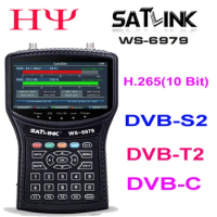 Satlink WS-6979 Digital Satellite Finder meter DVB-S2 DVB-T2 Combo DVB-C Spectrum MPEG-4 H.265(10Bit) Terrestrial Finder signal