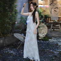【Very Buy 非常勸敗】預購/名媛風半高領睫毛蕾絲性感包臀洋裝女裝夏季修身洋裝裙